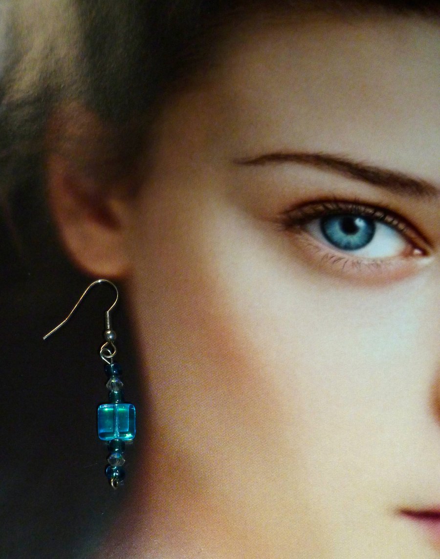 'Elvish' Earrings Custom Colours - Glass & Crystal