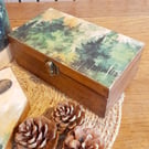 Wooden Trinket Box Forest Woodland Scene