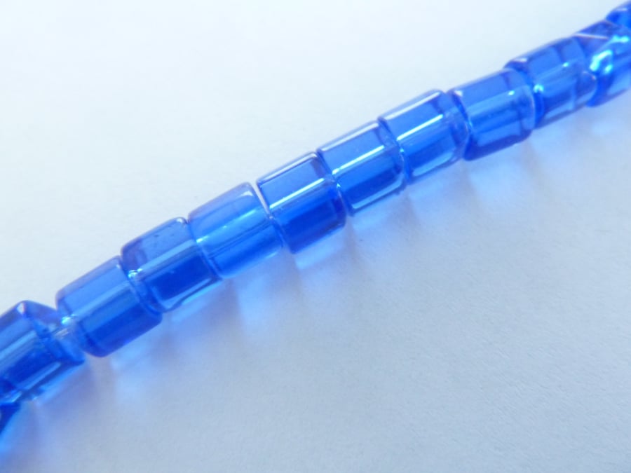 blue glass cube beads