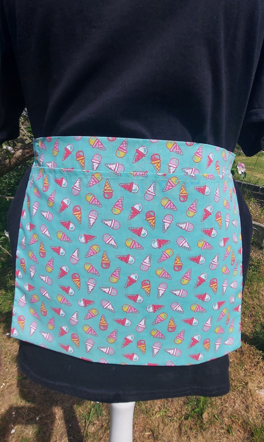 Handmade fabric peg apron pinny wearable peg bag ice cream pattern fabric