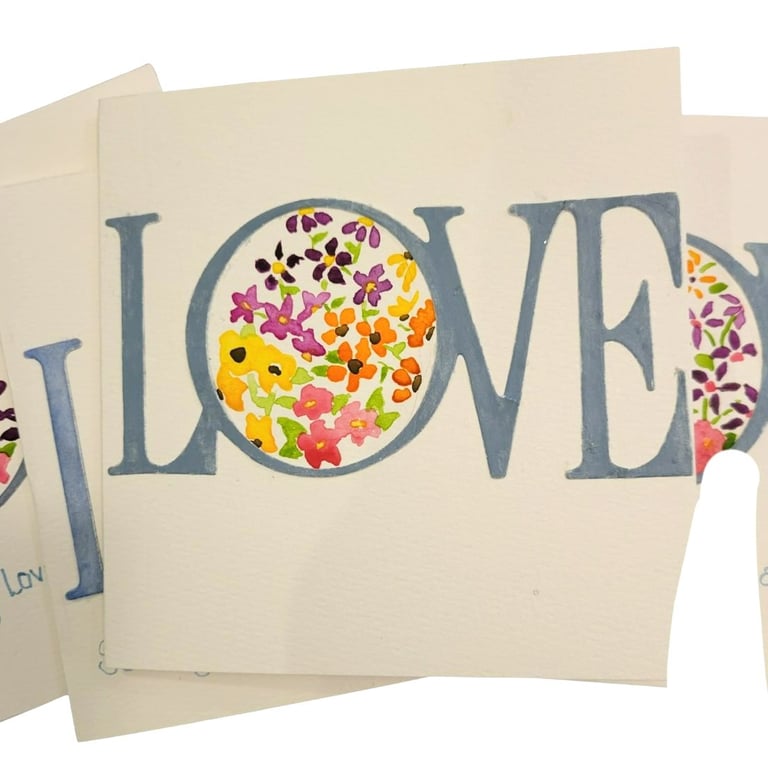 Watercolour card for sympathy or to send your Love.