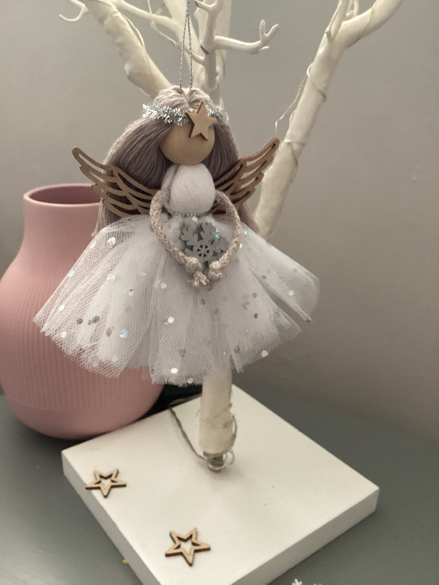 Beautiful white Xmas hanging decoration - xmas fairy 