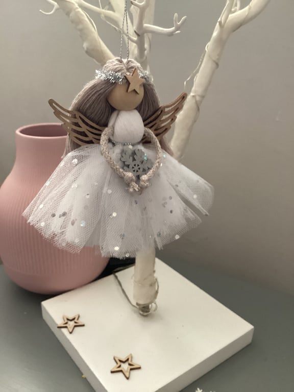 Beautiful white Xmas hanging decoration - xmas fairy 