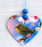 Robin Decoupaged wooden heart wall decoration. - Image 2