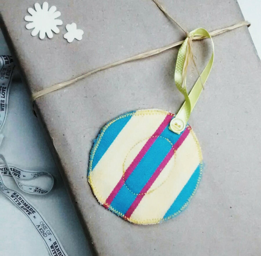Initial O, Hanging Letter Decoration, Personalised Fabric Gift Tag