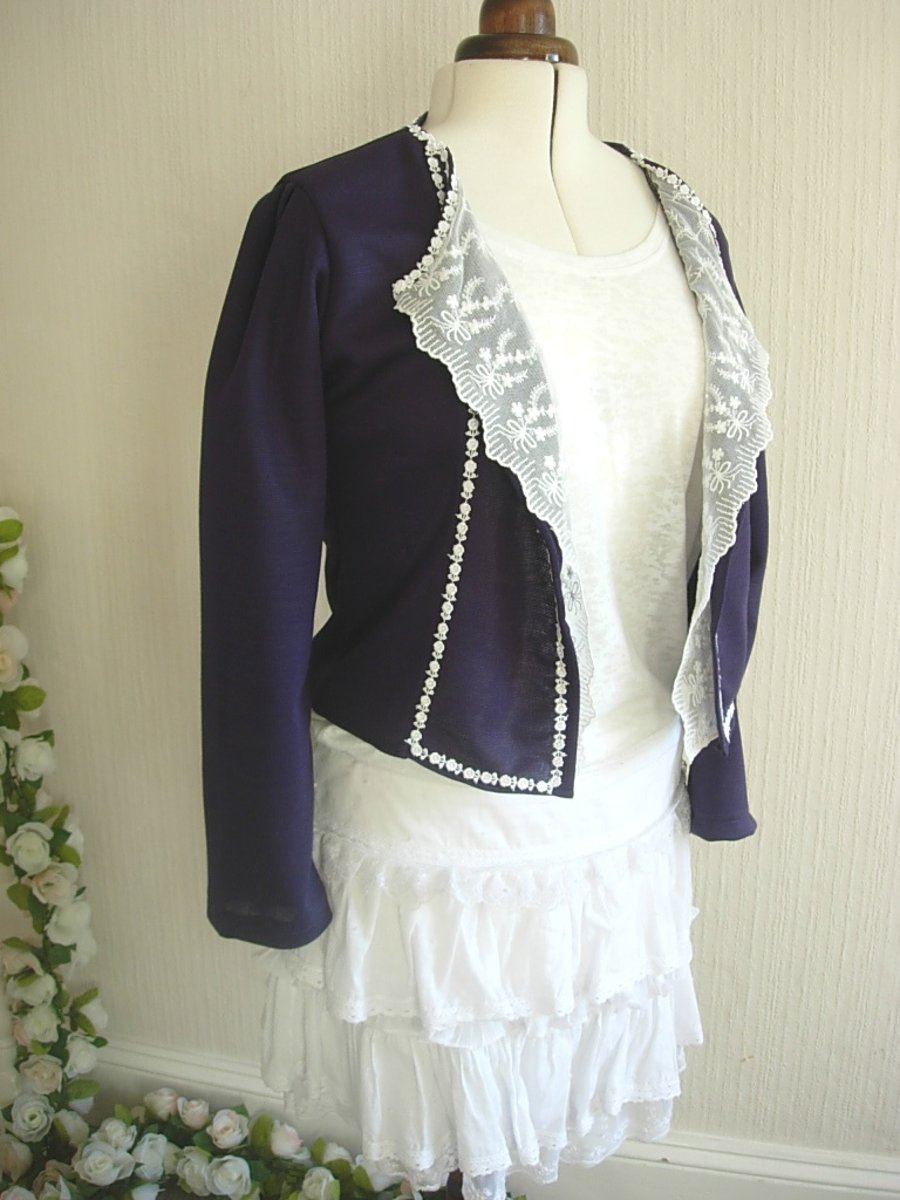 Custom Made Silky Jersey and Lace Jacket