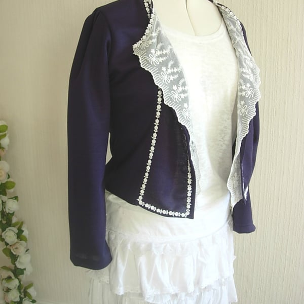 Custom Made Silky Jersey and Lace Jacket