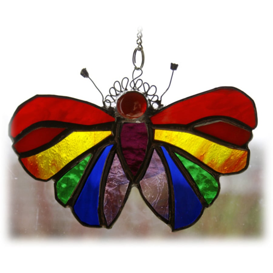 Butterfly Suncatcher Stained Glass Handmade  Rainbow  
