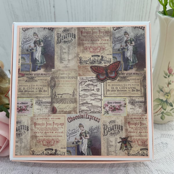 Vintage style gift box with card and acetate insert.  B4