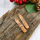Earrings, Copper Patterns & Textures Bar Droppers with Sterling Silver Ear Wires