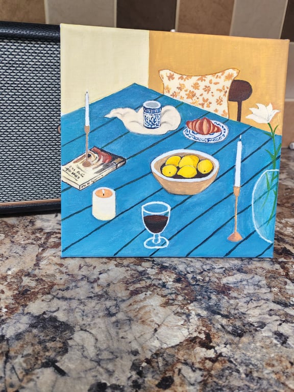 Original hand painted acrylic painting on canvas-"Lemon soul"