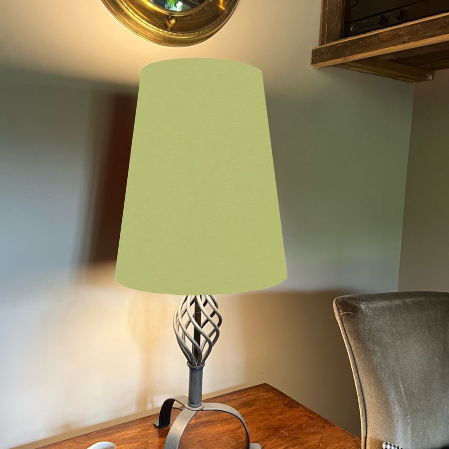 Sage cone lampshade extra tall lampshade, sage green cotton cone