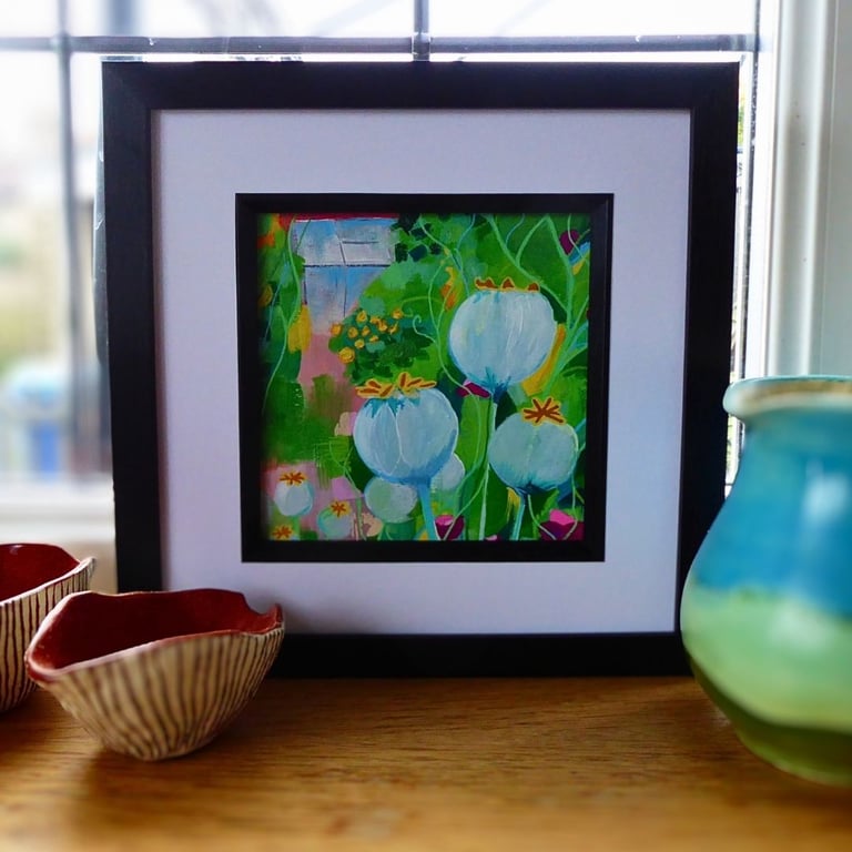 Painting - Original garden painting framed