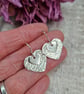 Sterling Silver Large Hammered Heart Earrings