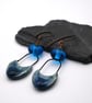 coper blue lampwork glass and ceramic earrings