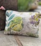 Green finch cotton coin purse zip pouch with denim back