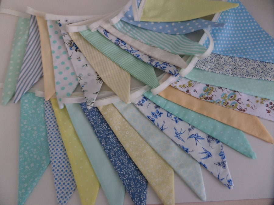Special order for Pamela, bunting 1x 12 flags plus 1x14flags lemon, mint, blues