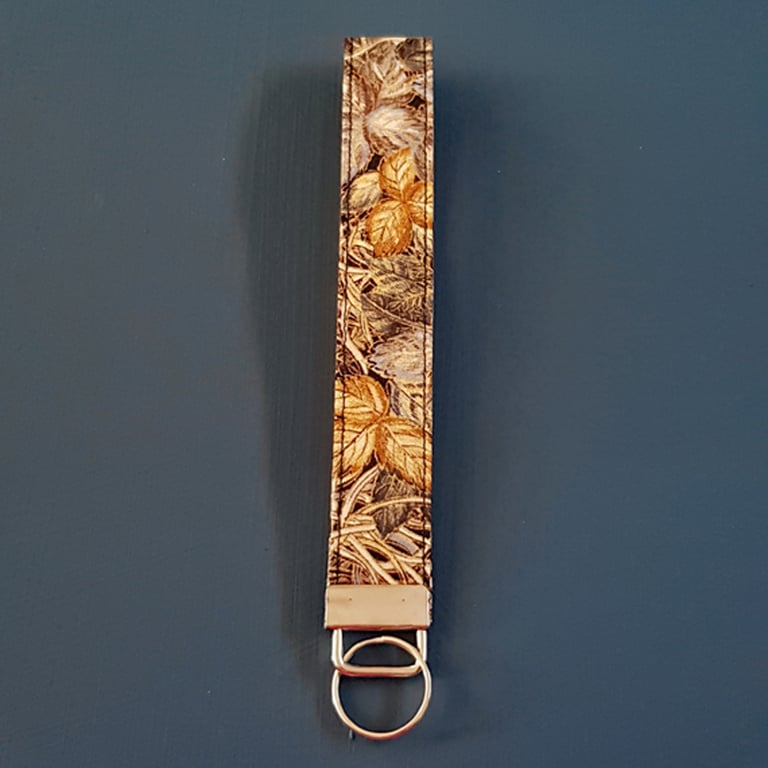 Handmade Autumn Leaves Wristlet Keyring - Fabric Keyfob