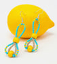 Turquoise and Yellow Beaded Dangle Earrings - Image 1