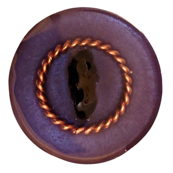 Tensor ring Pocket Puk 144mhz with large obsidian crystal in deep purple. SIZE L
