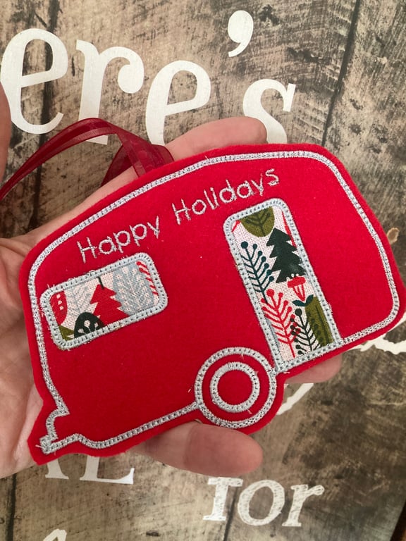 Christmas Happy Holidays Felt Caravan Hanging  Christmas decorations 