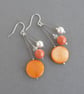 Orange Three Strand Dangle Earrings - Wedding Jewellery or Bridesmaid Gifts  - Image 2