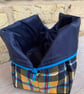 Cornish Tartan Print Fabric Quilted Box Shape Washbag - Image 5