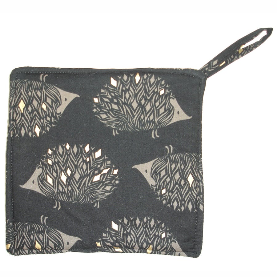 Hedgehog Holder Potholder Grab Mat Kitchen Cookware Pad Black Hedgehogs