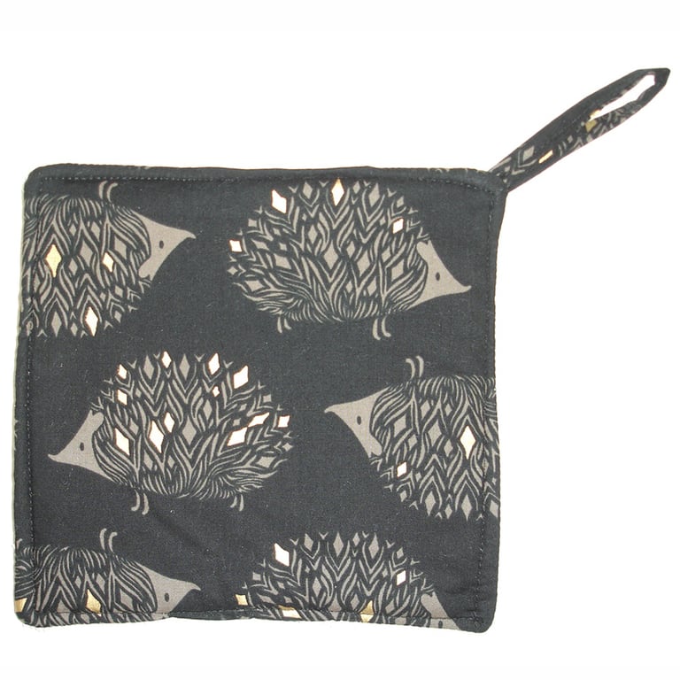 Hedgehog Holder Potholder Grab Mat Kitchen Cookware Pad Black Hedgehogs