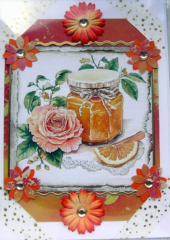 Orange Marmalade - Hand Crafted Decoupage Greeting Card - Blank 2898
