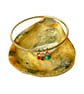 Gold Textured Bangle With Gemstone Charms - Image 2