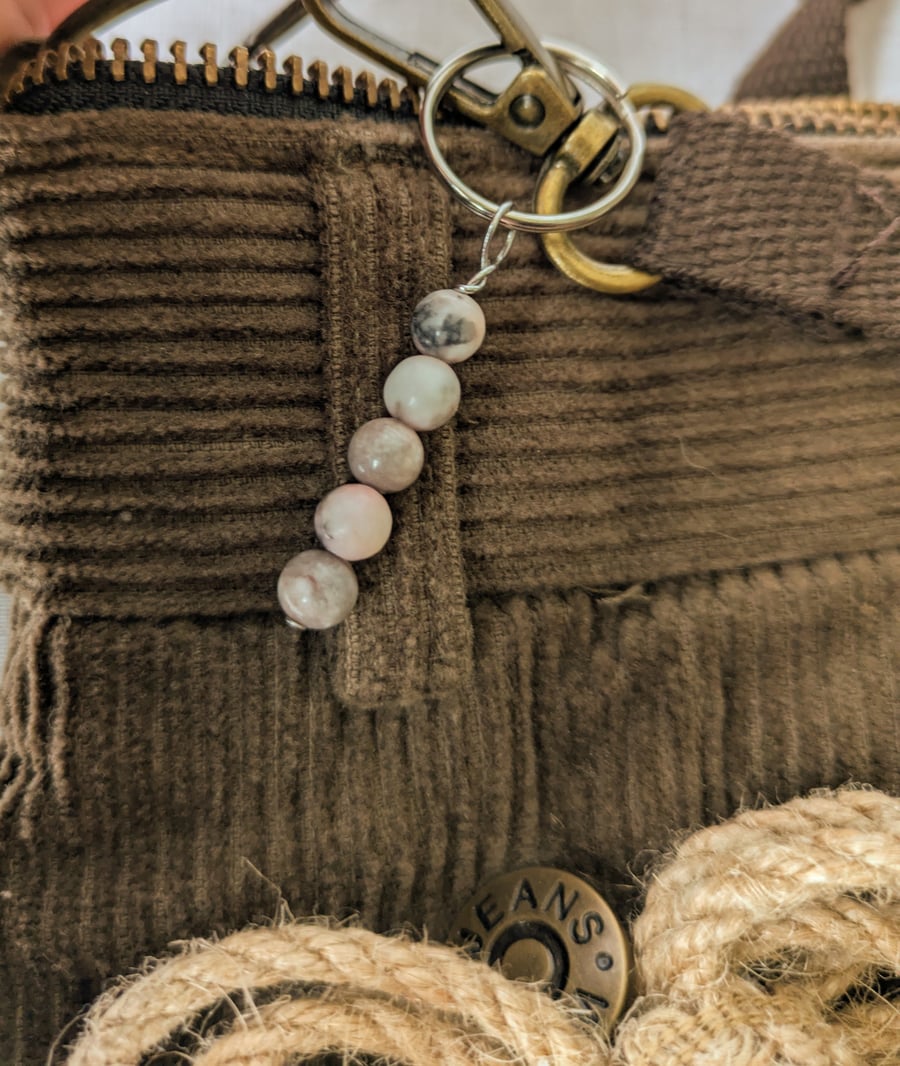 Pink Zebra Jasper Fidget Keyring