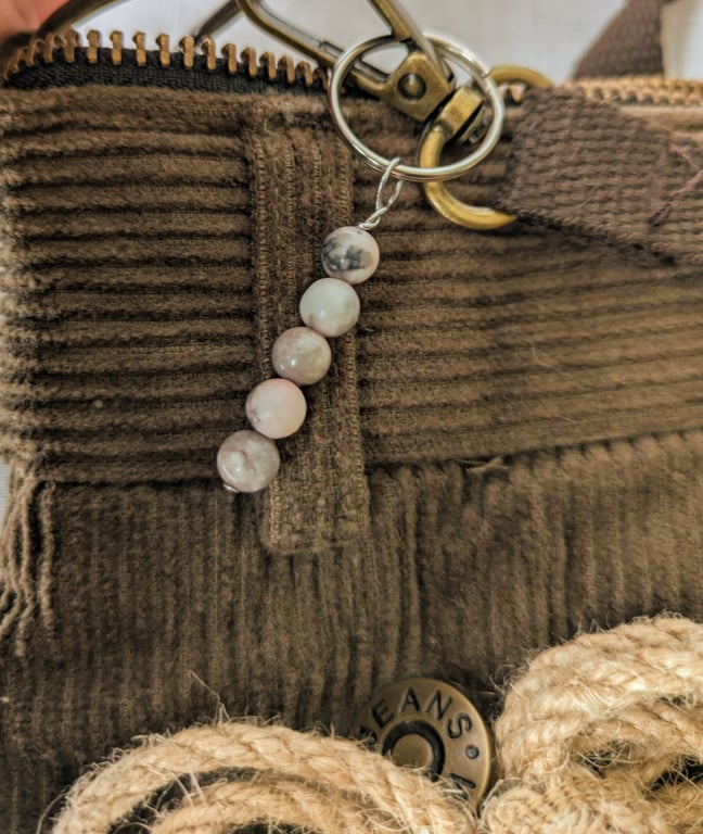 Pink Zebra Jasper Fidget Keyring