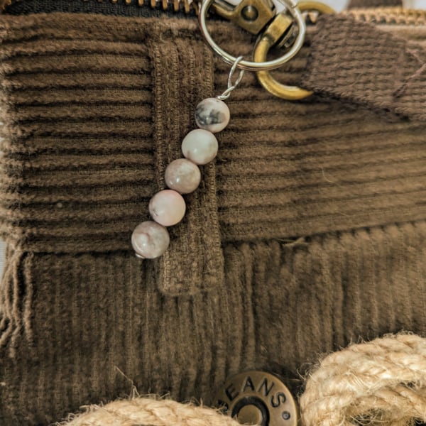 Pink Zebra Jasper Fidget Keyring