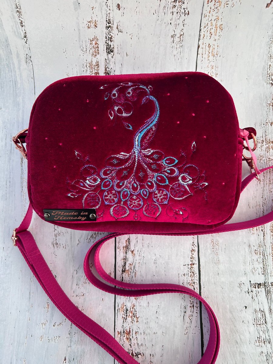 Velvet Crossbody Bag - peacock