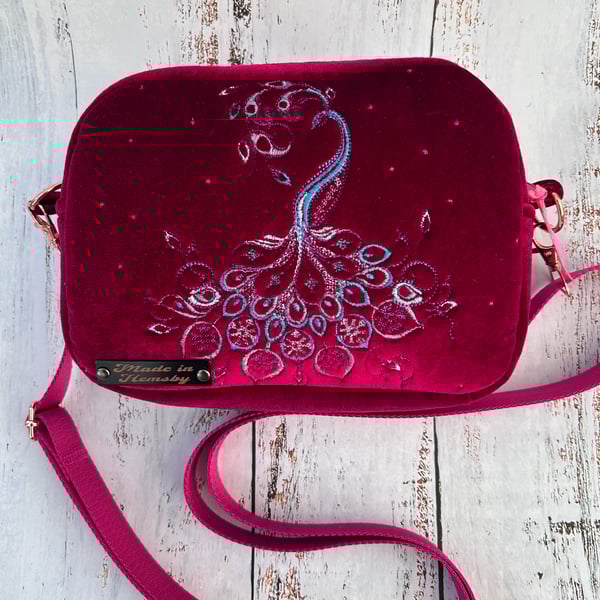 Velvet Crossbody Bag - peacock
