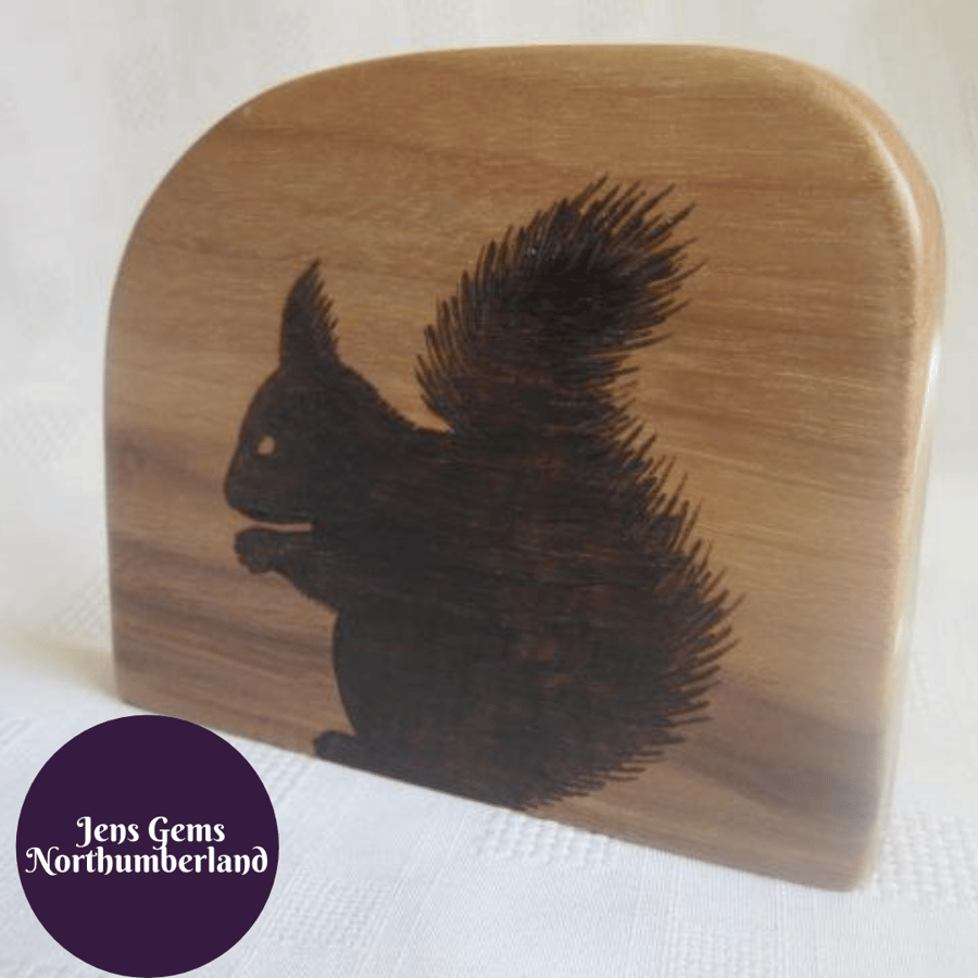 Red Squirrel on Walnut Wood Ornament