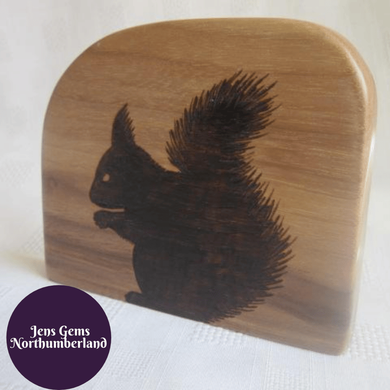 Red Squirrel on Walnut Wood Ornament