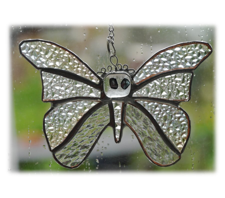Birthstone Butterfly Suncatcher Stained Glass Diamond April 053
