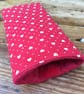 Glasses case - Red & white hearts and dots fabric glasses case - Image 3