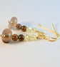 Smoky Quartz Earrings With Yellow Swarovski Crystals - Handmade In Devon - Image 2