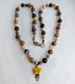 Jasper knotted cord necklace in earthy colours with yellow howlite star - Image 7