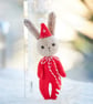 Christmas Bunny ornament, mini rabbit doll - Image 5