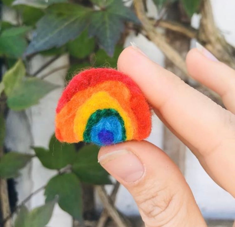 Rainbow brooch, rainbow pin, brooch rainbow colours, felt rainbow, 