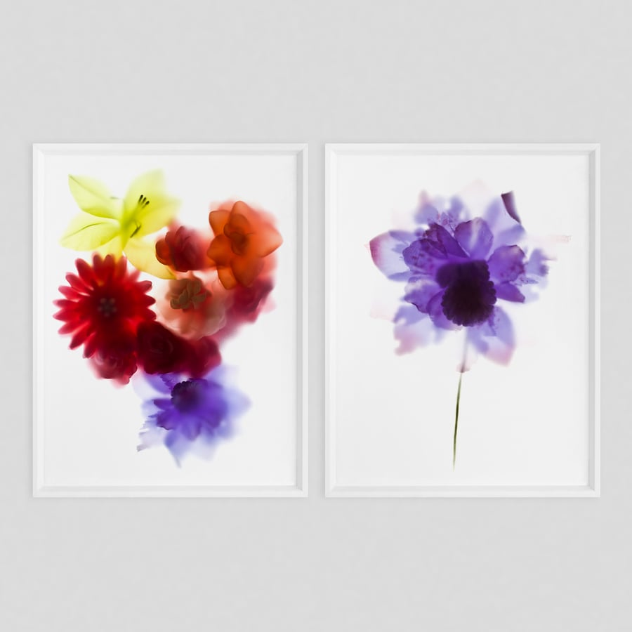 Floral mix - Set of 2 floral wall art prints - Botanical prints set
