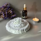 White Peony Flower Essential Oil Diffuser & Textured Edge Tray