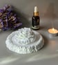 White Peony Flower Essential Oil Diffuser & Textured Edge Tray