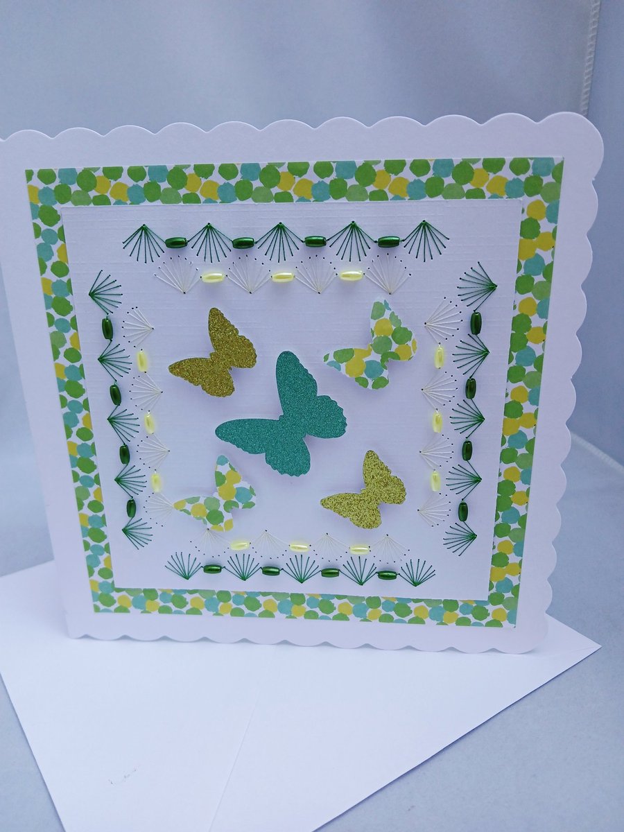 Card, Any Occasion, Butterflies and Beads