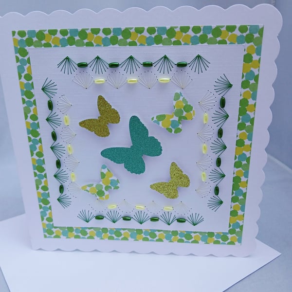 Card, Any Occasion, Butterflies and Beads