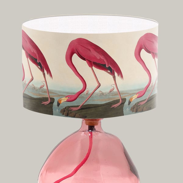 Flamingo Lampshade Exotic Bird Print Lampshade Vintage Lampshade
